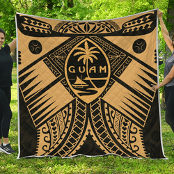 Guam Polynesian Premium Gold Seal With Tattoo Quilt and Home Decor