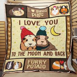Guinea Pig I Love You To The Moon And Back Quilt Blanket Great Customized Blanket Gifts For Birthday Christmas Thanksgiving and Home Decor