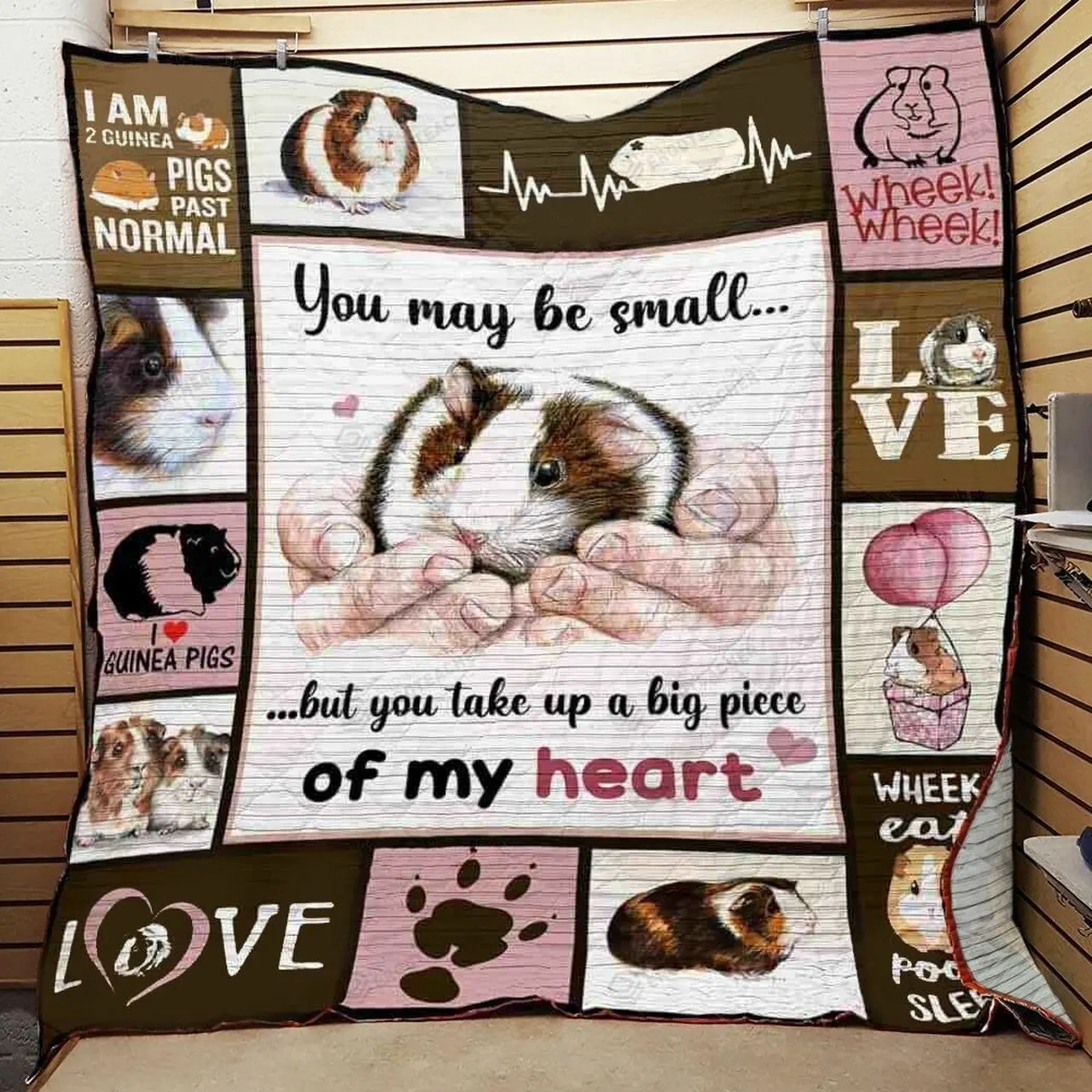 Guinea Pig You May Be Small But You Take Up A Big Piece Of My Heart Quilt Blanket Great Customized Blanket Gifts For Birthday Christmas Thanksgiving and Home Decor