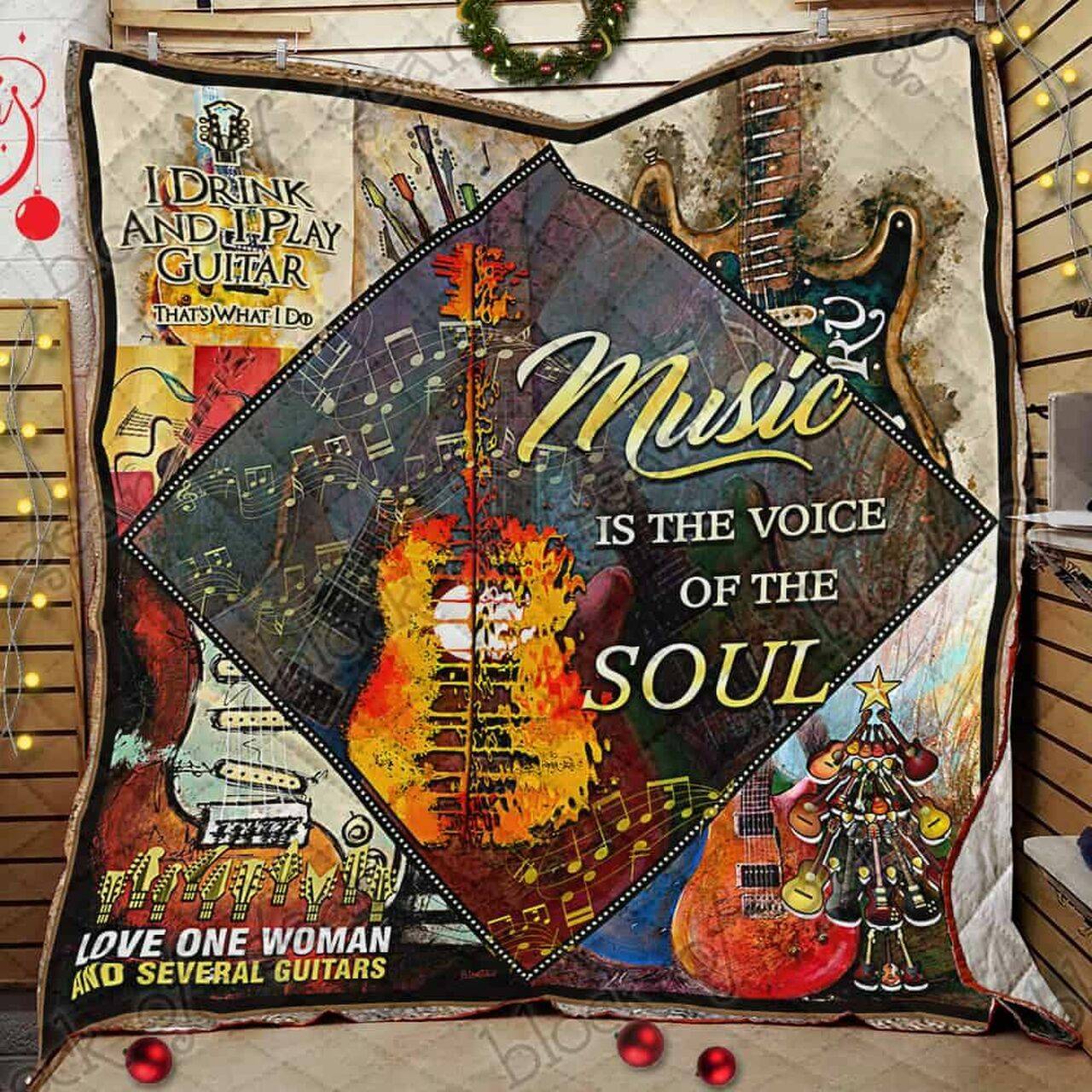 Guitar Cl14100246Mdq Quilt Blanket and Home Decor