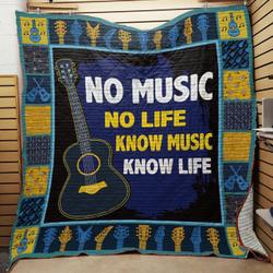 Guitar No Music No Life Know Music Know Life Quilt Blanket Great Customized Blanket Gifts For Birthday Christmas Thanksgiving and Home Decor