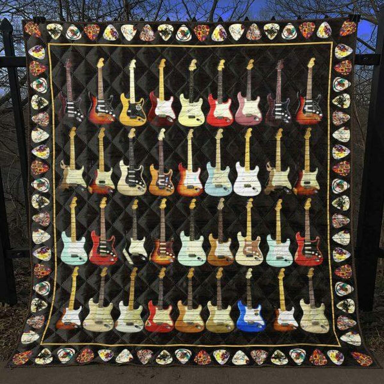 Guitar Quilt Blanket Ver 16 Quilt and Home Decor