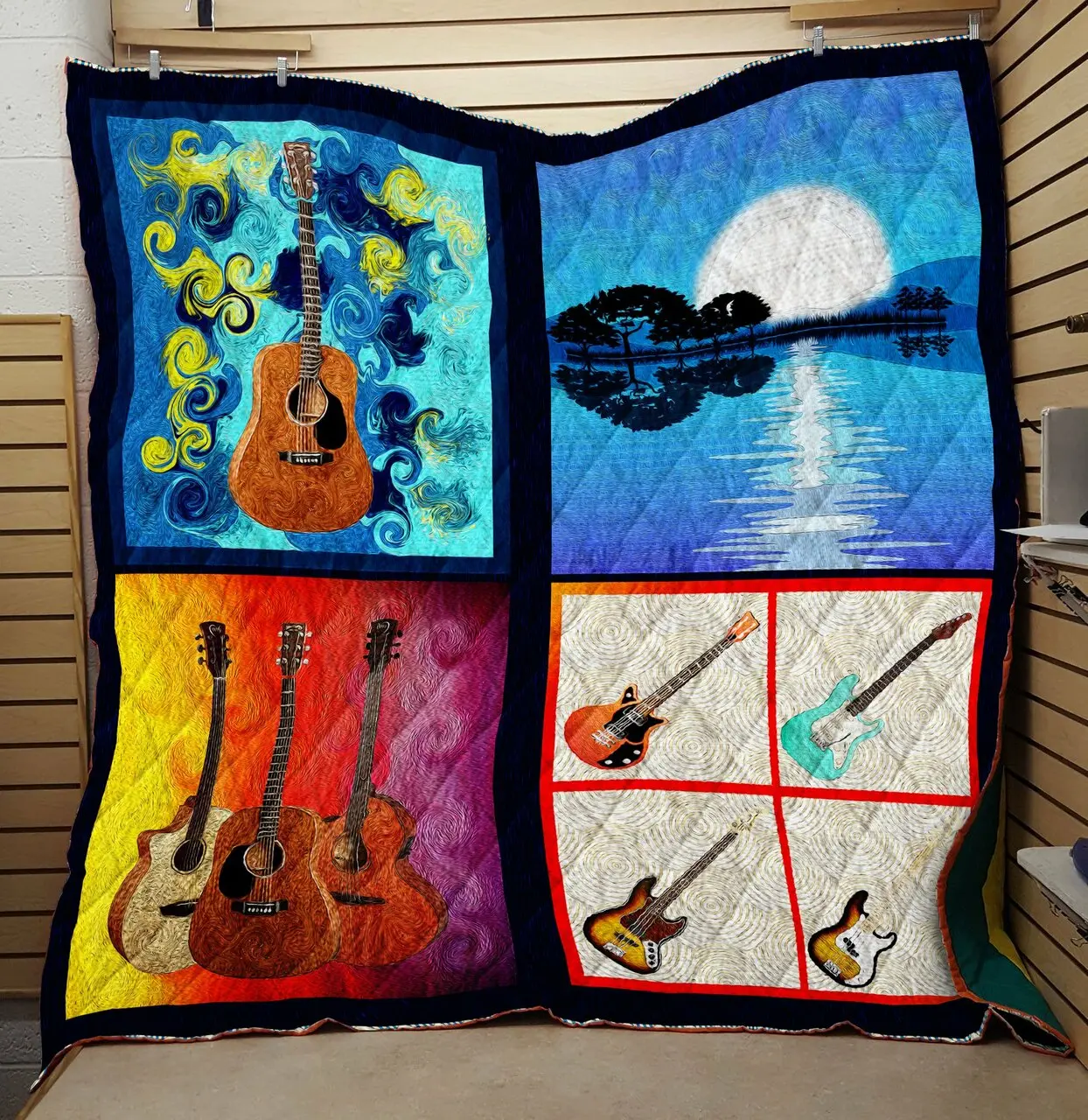 Guitar Style Quilt Fabric Cover and Home Decor