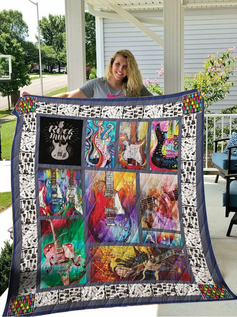 Guitarist Rock Music Quilt and Home Decor