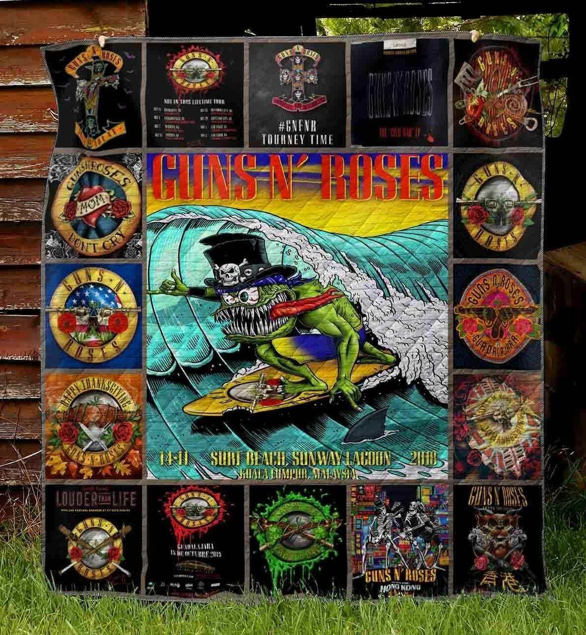 Gun N Rose Blanket Th1607 Quilt and Home Decor