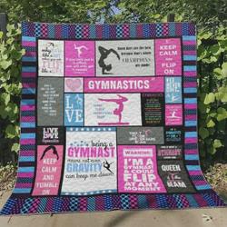 Gymnastic Being A Gymnast Means Not Even Gravity Can Keep Me Down Quilt Blanket Great Customized Blanket Gifts For Birthday Christmas Thanksgiving and Home Decor