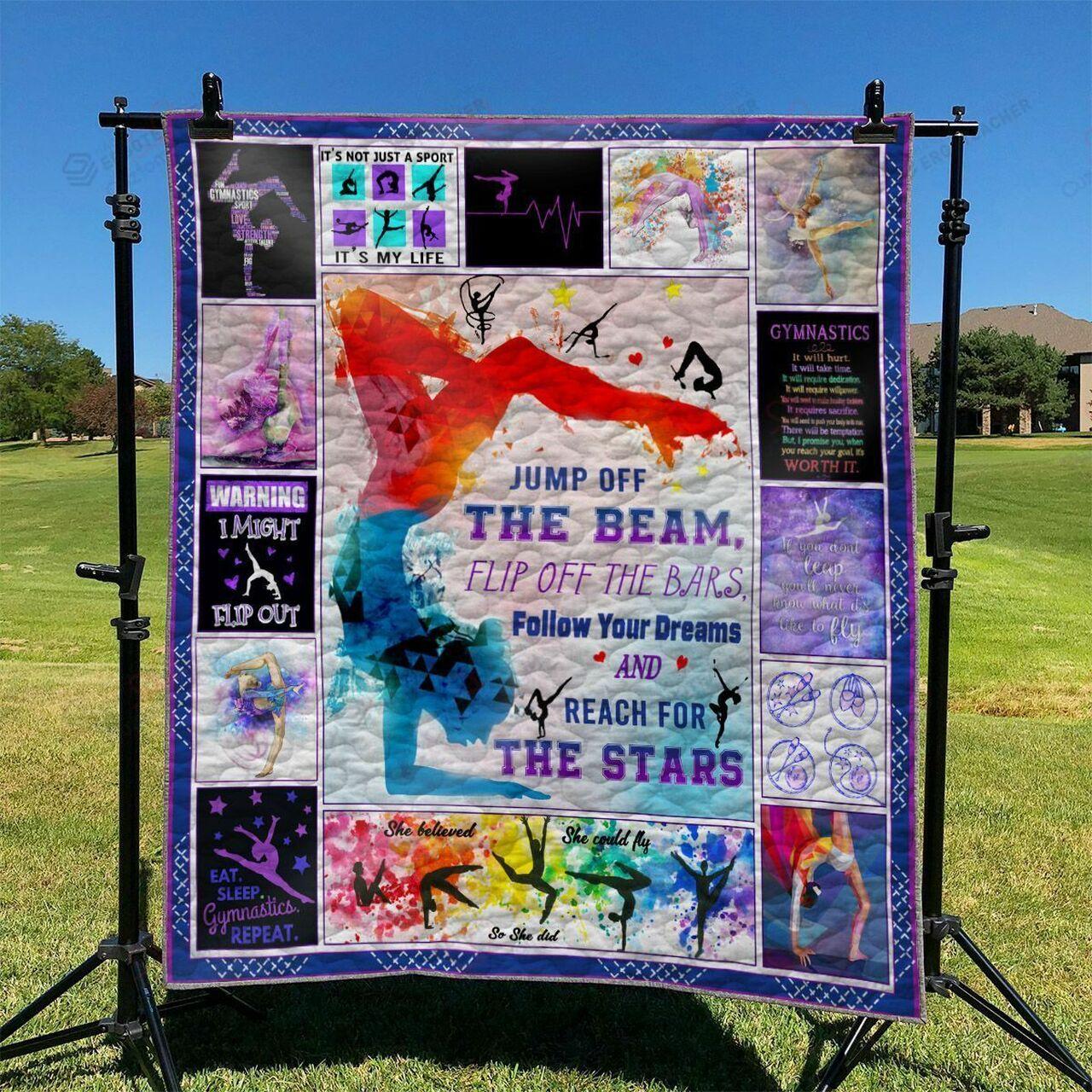 Gymnastics Follow Your Dreams And Reach For The Stars Quilt Blanket Great Customized Blanket Gifts For Birthday Christmas Thanksgiving and Home Decor