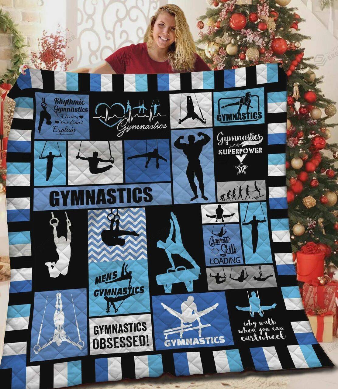 Gymnastics Is My Superpower Quilt Blanket Great Customized Blanket Gifts For Birthday Christmas Thanksgiving and Home Decor