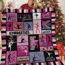 Gymnastics Warning Gymnast Could Flip At Any Moment Quilt Blanket Great Customized Blanket Gifts For Birthday Christmas Thanksgiving and Home Decor