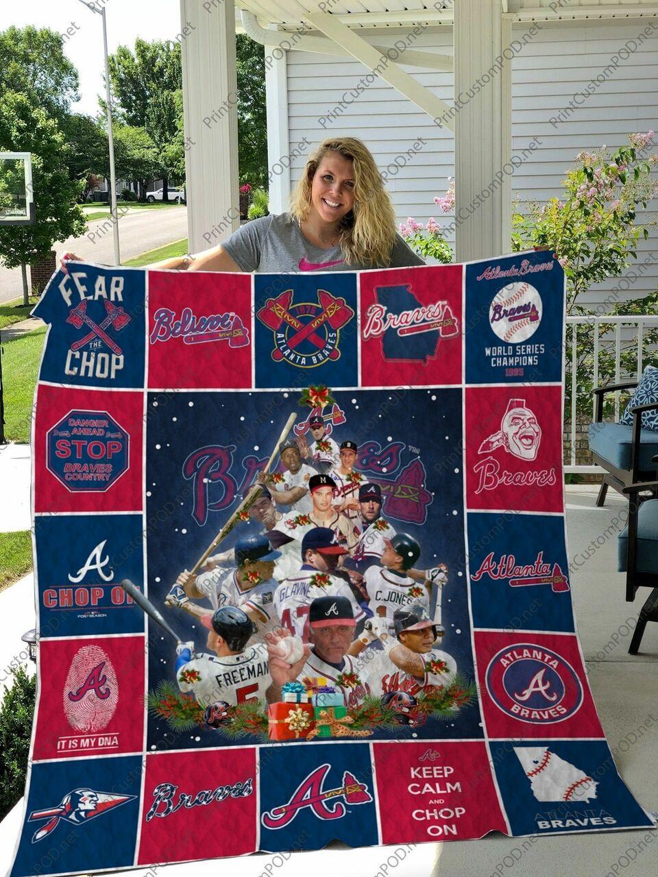 H Atlanta Braves Quilt Blanket Ver Christmas and Home Decor