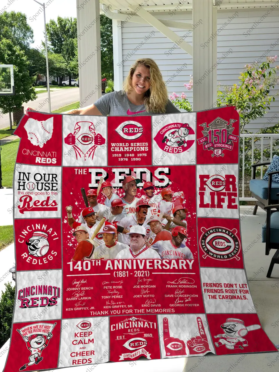 H - Cincinnati Reds Anniversary Quilt Blanket and Home Decor