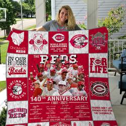 H - Cincinnati Reds Anniversary Quilt Blanket and Home Decor