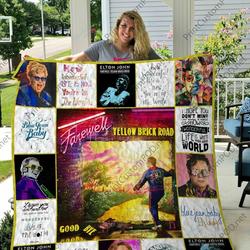 H Elton John Quilt Blanket For Fan and Home Decor