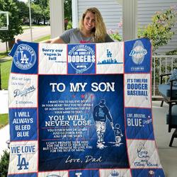 H -Los Angeles Dodgers D Quilt Blanket and Home Decor