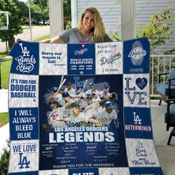 H - Los Angeles Dodgers Legends Quilt Blanket Ver 17 and Home Decor