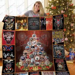 H Lynyrd Skynyrd Album Tree Christmas Quilt Blanket and Home Decor