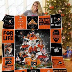 H Philadelphia Flyers Lg Christmas Quilt Blanket and Home Decor