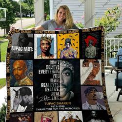 H Tupac Shakur Quilt Blanket For Fans and Home Decor