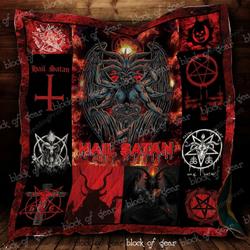 Hail Satan Quilt Blanket and Home Decor