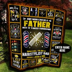 Hairstylist Dad Personalized Quilt Blanket Bbb110618Sm and Home Decor