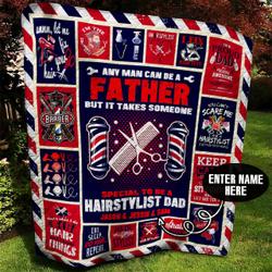 Hairstylist Dad Personalized Quilt Blanket Bbb110619Sm and Home Decor