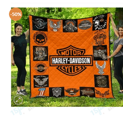 Haley Davidson Quilt Blanket and Home Decor