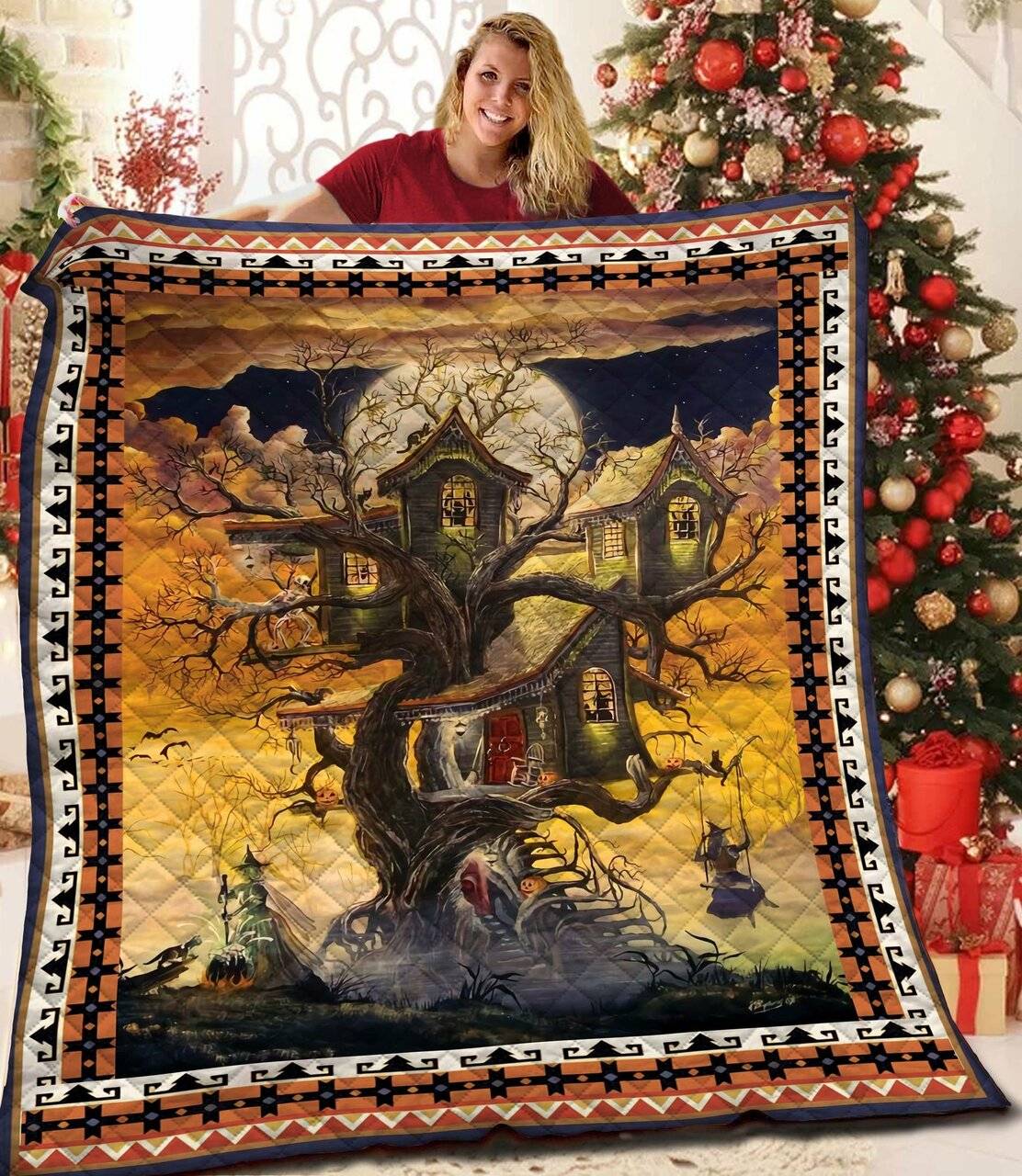 Halloween House Witches Quilt Twp and Home Decor