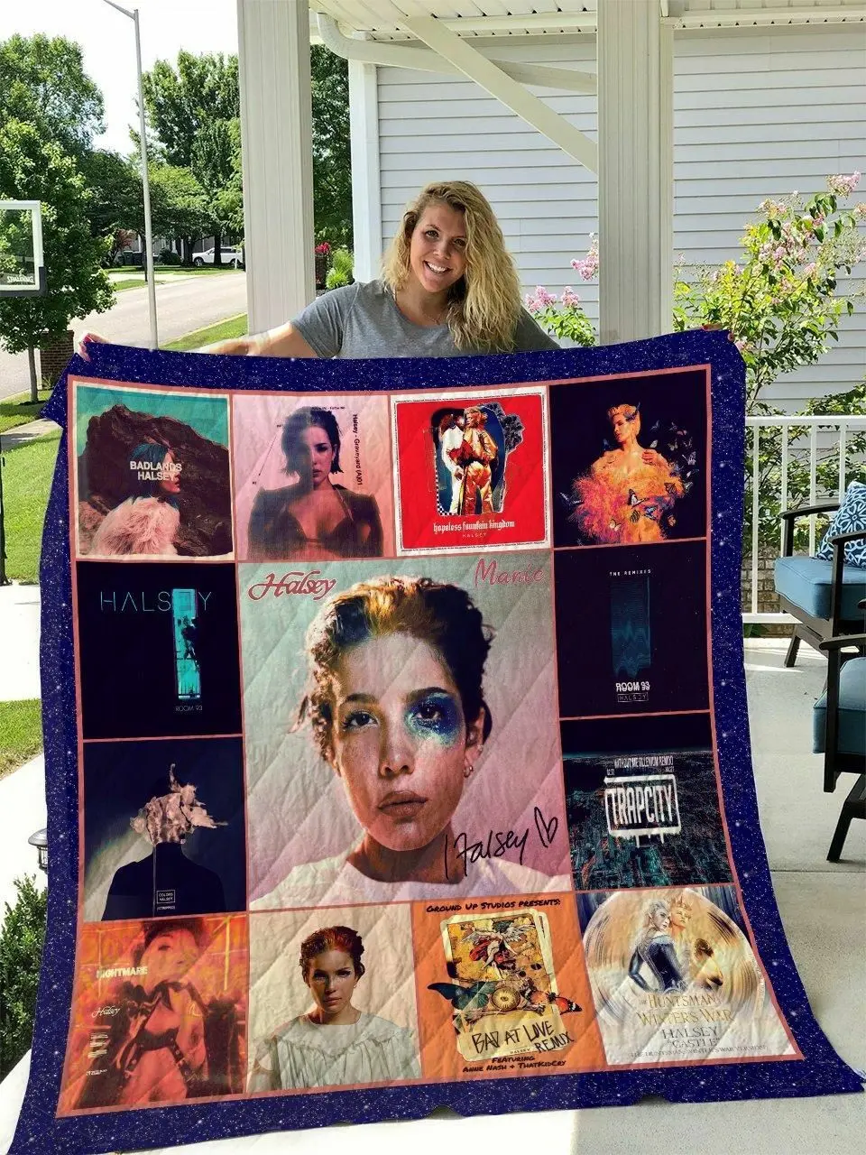 Halsey Singer Art Quilt Blanket All Season Plus Size Quilt Blanket and Home Decor