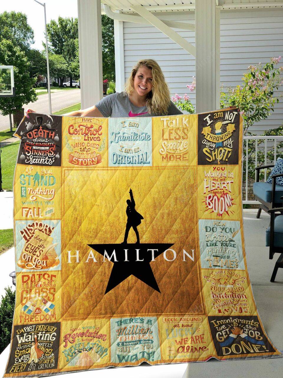 Hamilton Quotes Poster Quilt Blanket Ver 2 and Home Decor