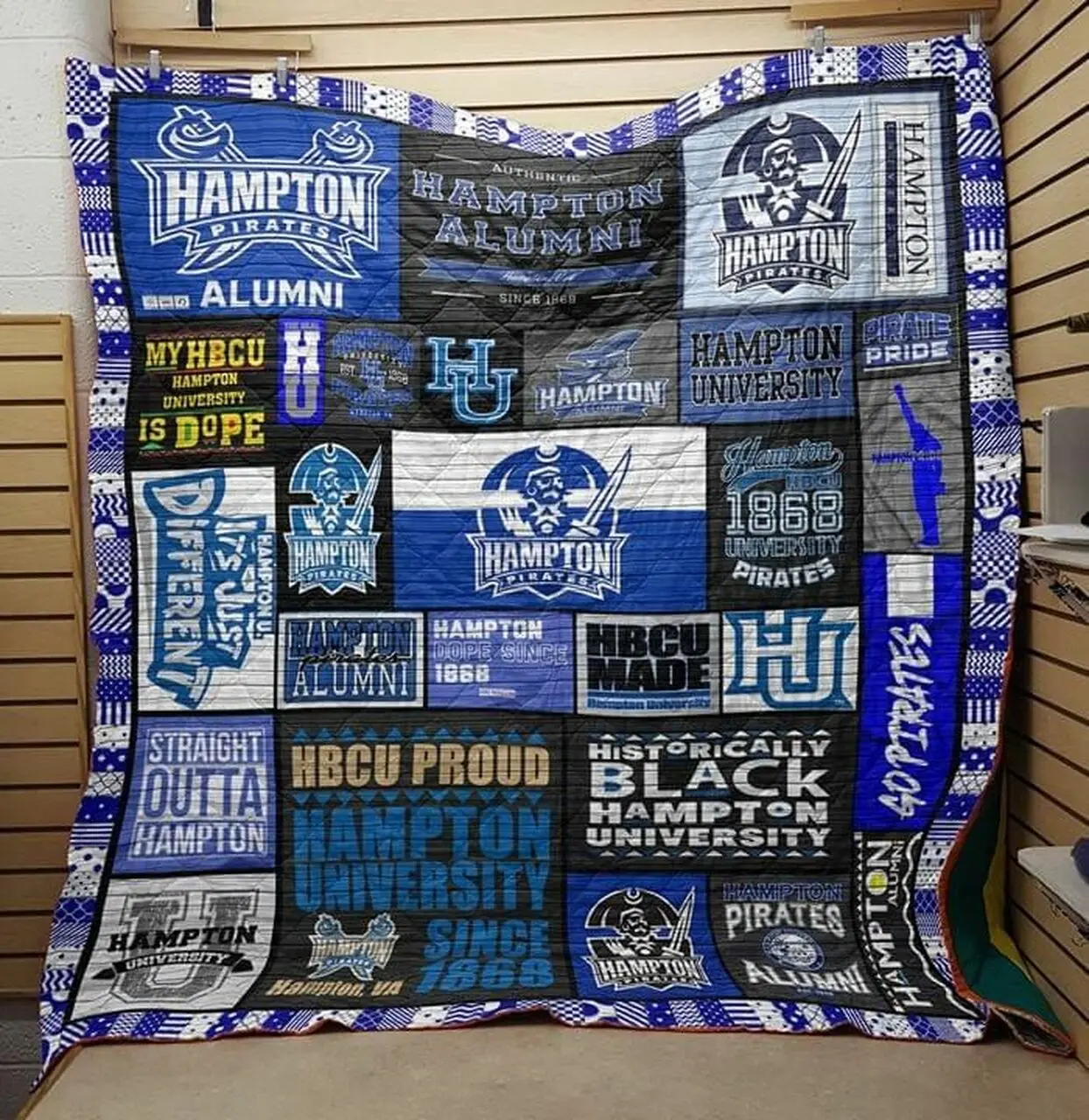Hampton Pirates Logo Pirate Proud For Lovers quilt blanket Quilt Blanket and Home Decor