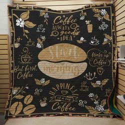 Happiness Is A Cup Of Coffee Quilt Blanket Great Customized Blanket Gifts For Birthday Christmas Thanksgiving and Home Decor