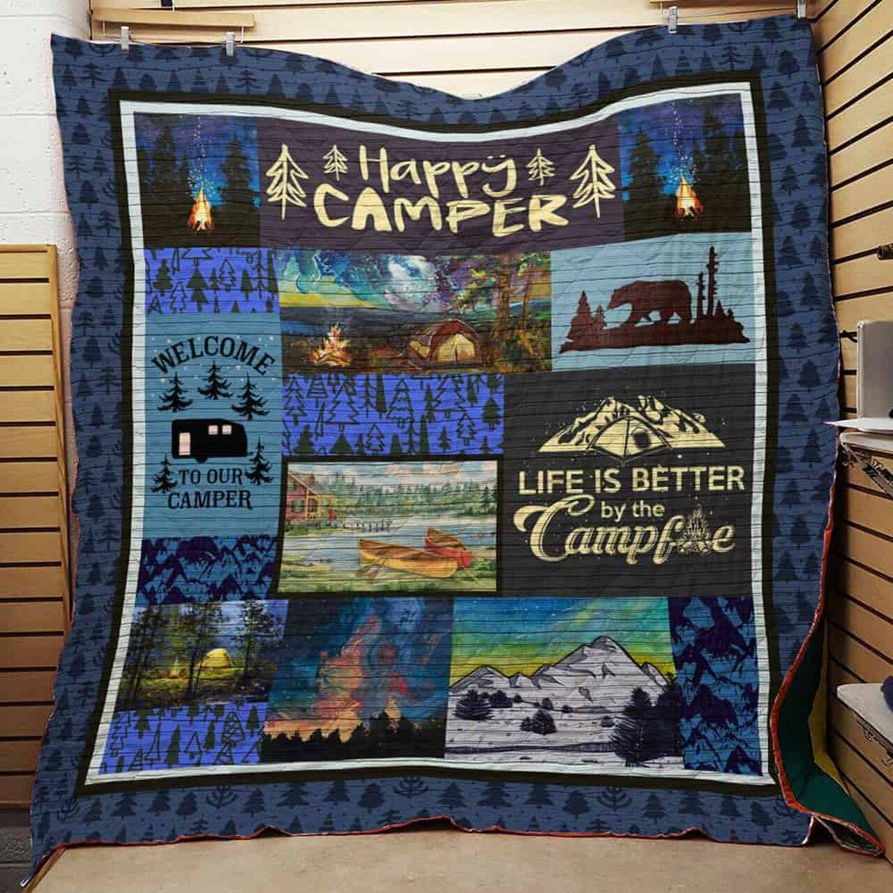 Happy Camper Quilt Blanket Dhc150120768Td and Home Decor