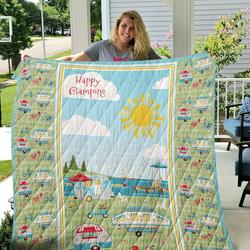 Happy Camping 3D Personalized Customized Quilt Blanket 36 and Home Decor