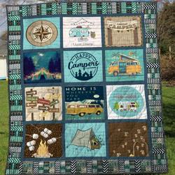 Happy Camping Quilt Blanket  Quilt and Home Decor