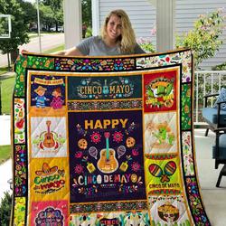 Happy Cinco De Mayo Quilt Blanket Great Customized Gifts For Birthday Christmas Thanksgiving Perfect Gifts For Cinco De Mayo Lover and Home Decor