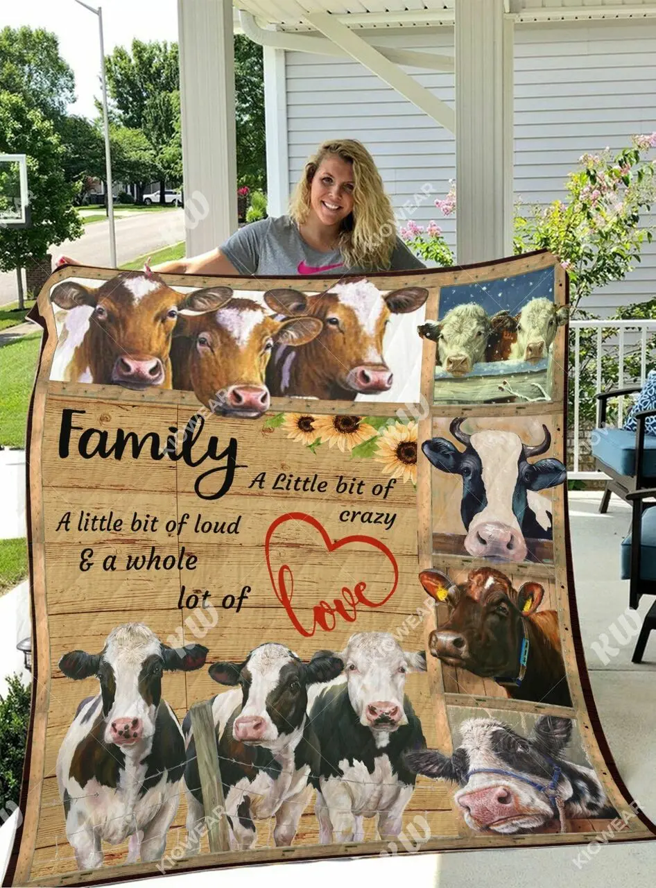 Happy Family Cow For Farmer 3D Customized Quilt and Home Decor