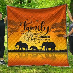 Happy Family Of Elephant Quilt Blanket AM082069-TQH and Home Decor