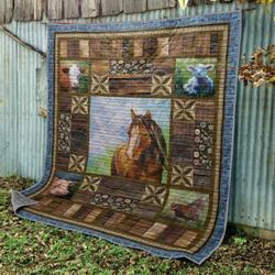 Happy Farmery Quilt Blanket Hn66  Quilt and Home Decor