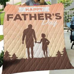 Happy FatherS Day With Dad And Son On Sunset Quilt Blanket Great Customized Blanket Gifts For Birthday Christmas Thanksgiving Perfect Gifts For FatherS Day and Home Decor