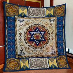 Happy Hanukkah Quilt Blanket and Home Decor