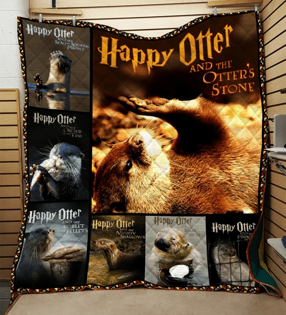 Happy Otter Quilt Hou and Home Decor