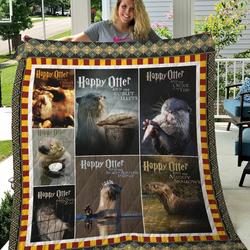 Happy Otter With The Order Of The Fish Quilt Blanket Great Customized Blanket Gifts For Birthday Christmas Thanksgiving and Home Decor
