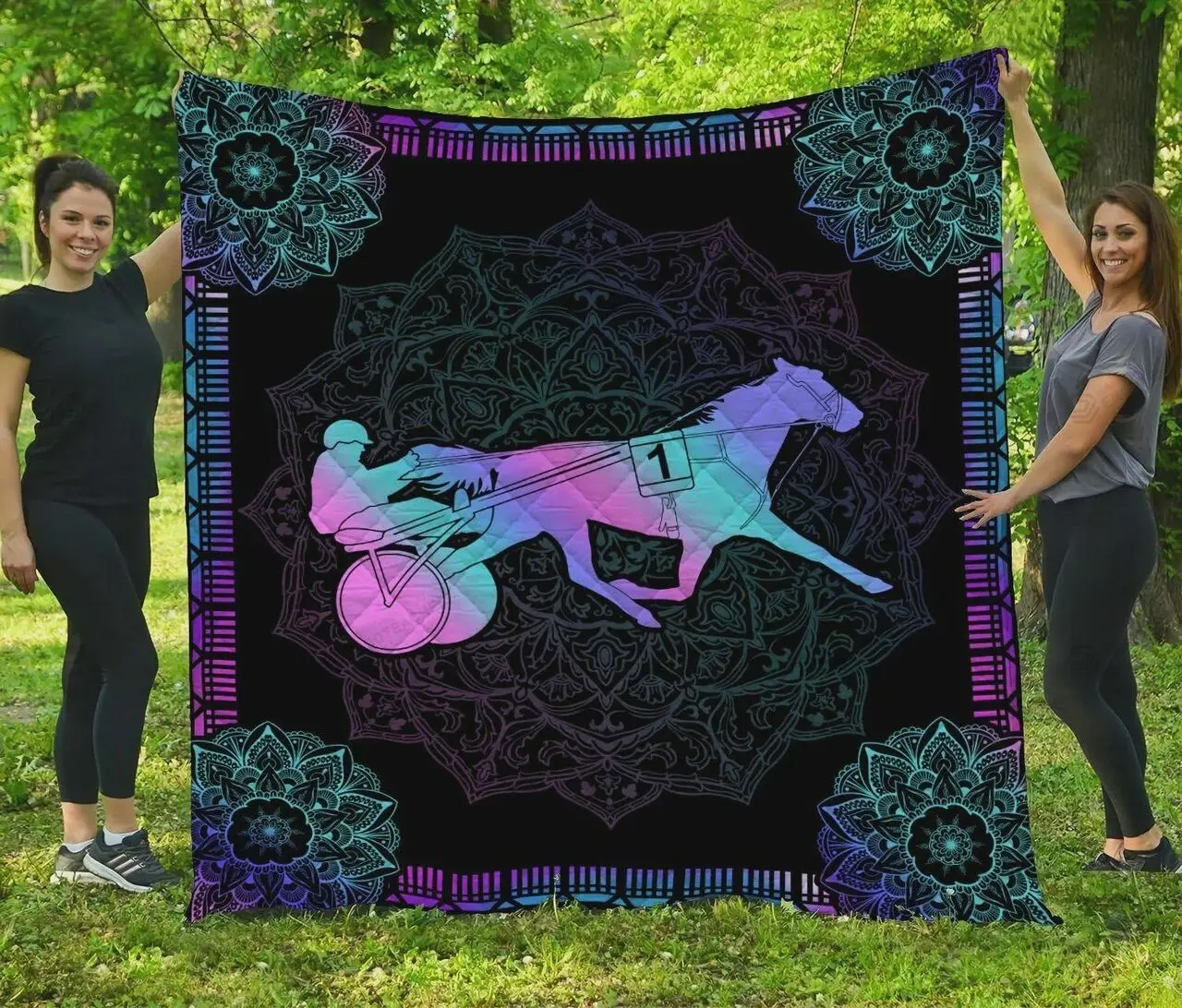 Harness Racing Mandala Light Quilt Blanket Great Customized Blanket Gifts For Birthday Christmas Thanksgiving and Home Decor