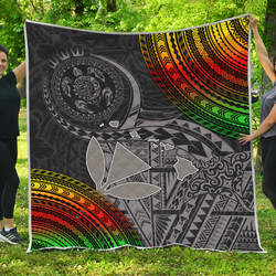 Hawaii Polynesian Premium Kanaka Maoli Hawaiian Map Quilt and Home Decor