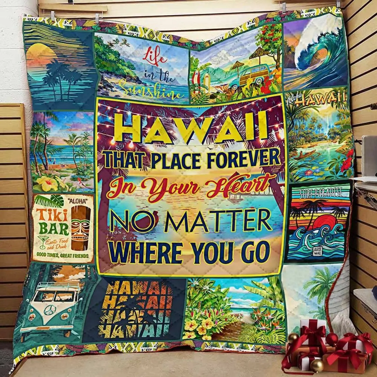 Hawaii That Place Forever In Your Heart No Matter Where You Go Quilt Blanket Great Customized Blanket Gifts For Birthday Christmas Thanksgiving and Home Decor