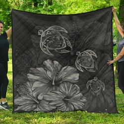 Hawaiian Map Turtle Hibiscus Vintage Polynesian Gray Ah Quilt Shv and Home Decor