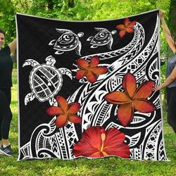 Hawaiian Map Turtle Swim Plumeria Polynesian Quilt and Home Decor