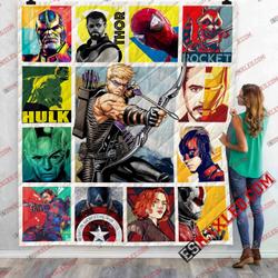 Hawk Eye With Avenger Team Marvel Infinity War End Game 3D Customized Quilt Blanket and Home Decor