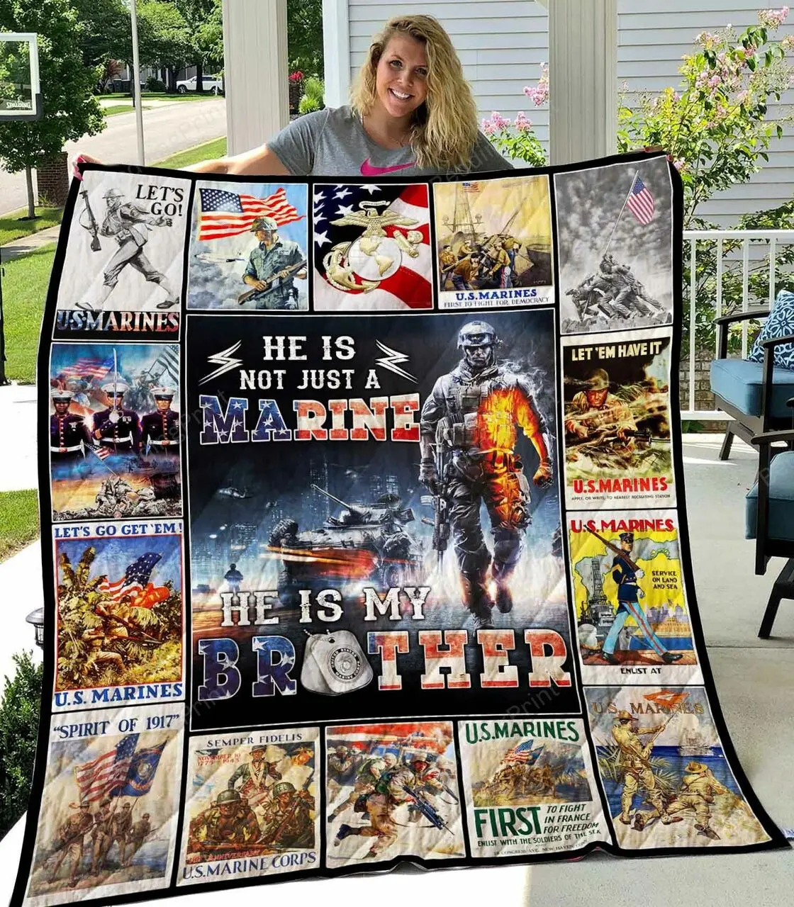 He Is Not Just Marine He Is Brother Quilt-Blanket and Home Decor