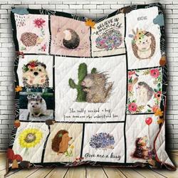 Hedgehog Give Me A Hug Quilt Blanket Great Customized Blanket Gifts For Birthday Christmas Thanksgiving and Home Decor